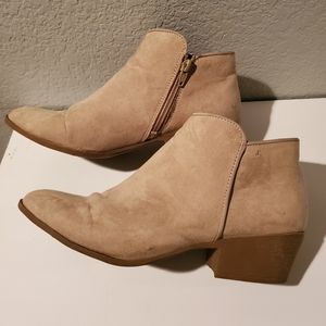 Cream colored, suede booties